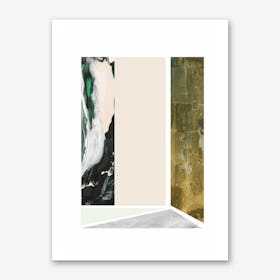 Textured Abstract Peach and Green Rectangles Art Print