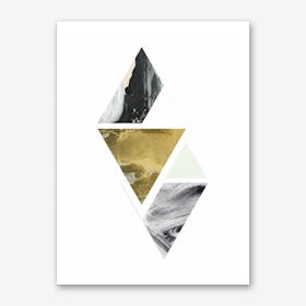 Textured Abstract Peach and Grey Triangles Art Print