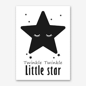 Twinkle Little Star Black Art Print