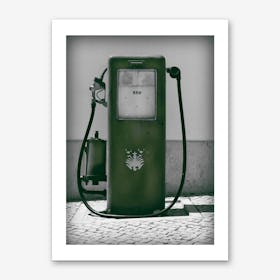 Vintage America Dark Green Gas Pump Art Print