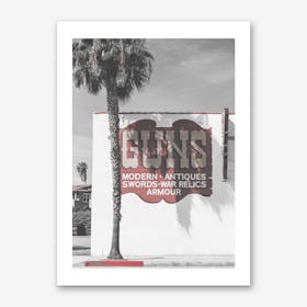 Vintage America Guns Palm Tree Sign Art Print