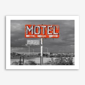Vintage America Motel Sign Art Print