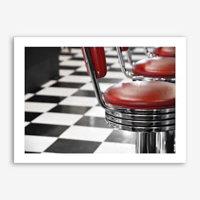 Vintage America Red Diner Chairs Art Print