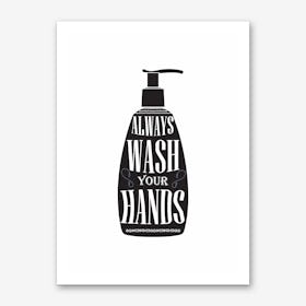 Wash Your Hands Bottle Silhouette Art Print
