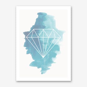 Watercolour Blue Diamond Art Print