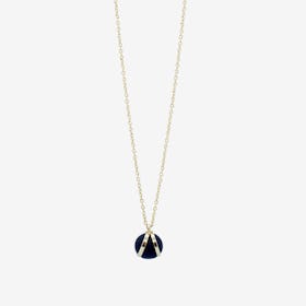 Gold Necklace - Black Round Bead Pendant