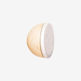 Round Wall Coat Hook / Knob - Gray Sand - Beech Wood & Ceramic