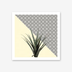 Dracaena Plant on Lemon and Lattice Pattern Wall Art Print