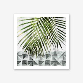 Palm Leaves on White Marble and Tiles Art Print