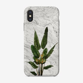 Bird of Paradise Plant on White Marble iPhone Case