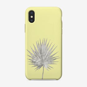 White Marble Fan Palm Leaf on Yellow Wall iPhone Case