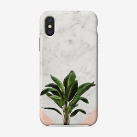 Banana Plant on Pink and Marble Wall iPhone Case