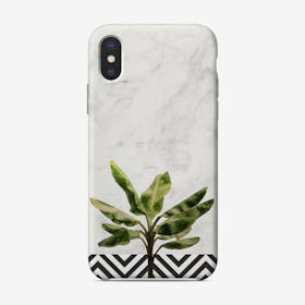 Banana Plant on White Marble and Checker Wall iPhone Case