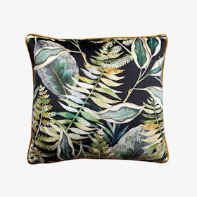 Dark Tropics Piped Velvet Cushion