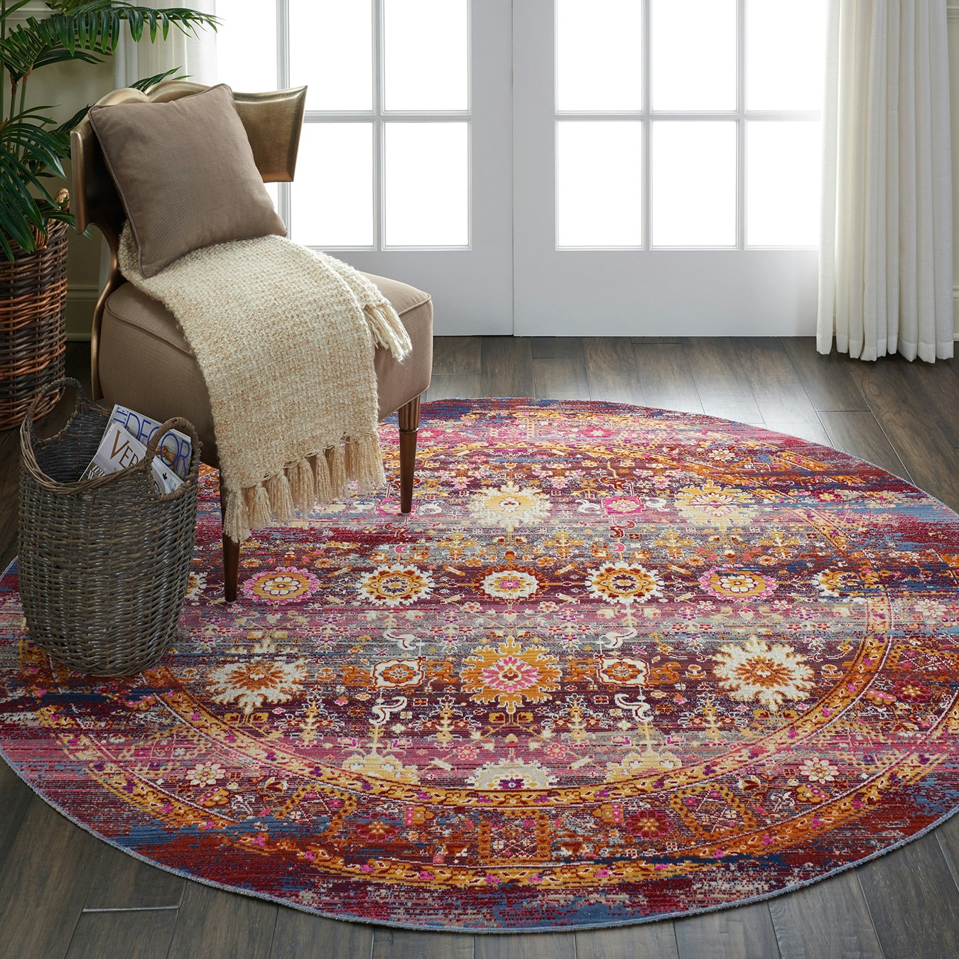 Vintage Kashan Red/Multi Round Rug by Nourison