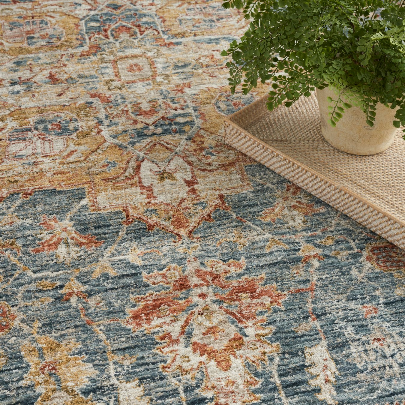 Modern Comfort Rug - Ivory Blue by Nourison UK
