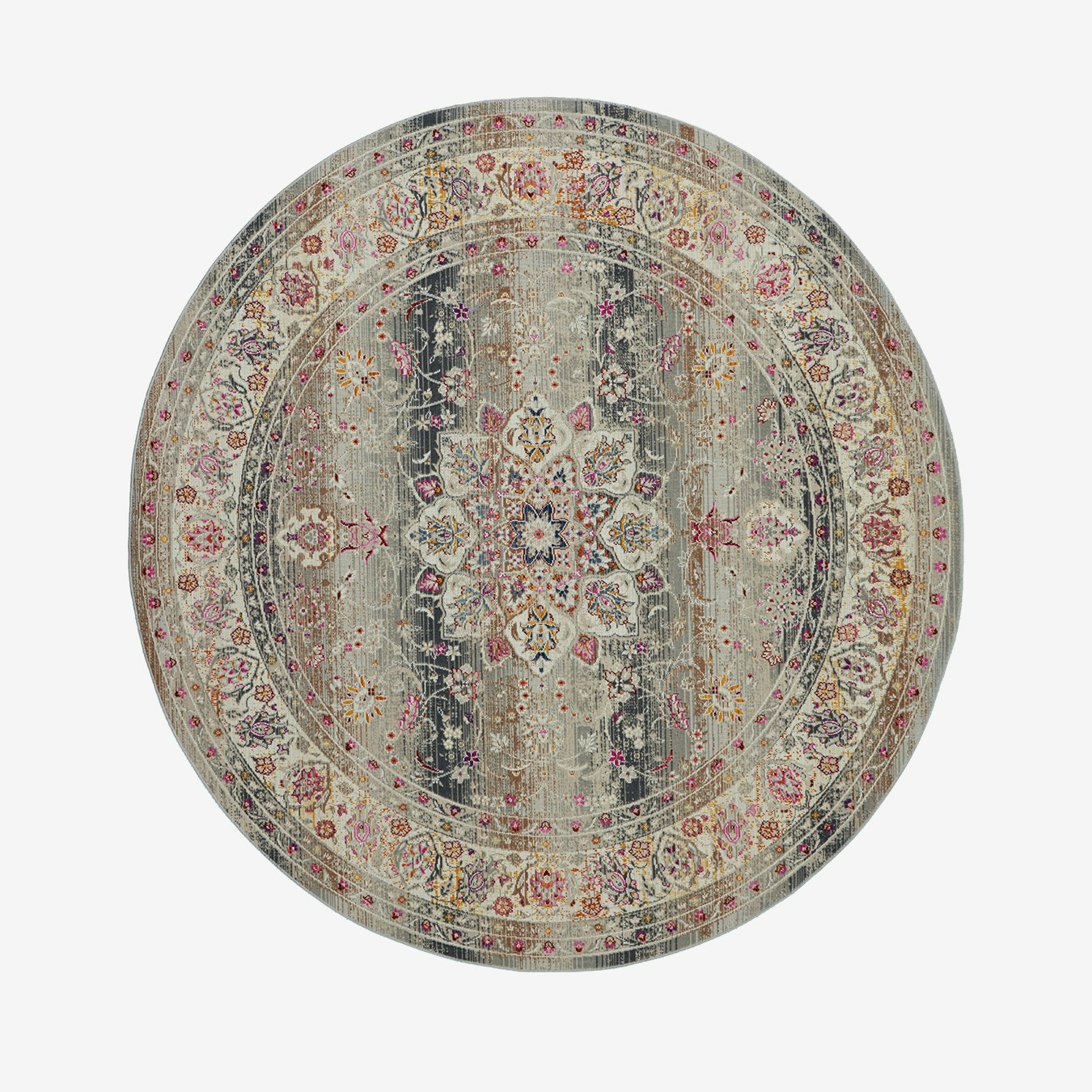 Vintage Kashan Grey Round Rug