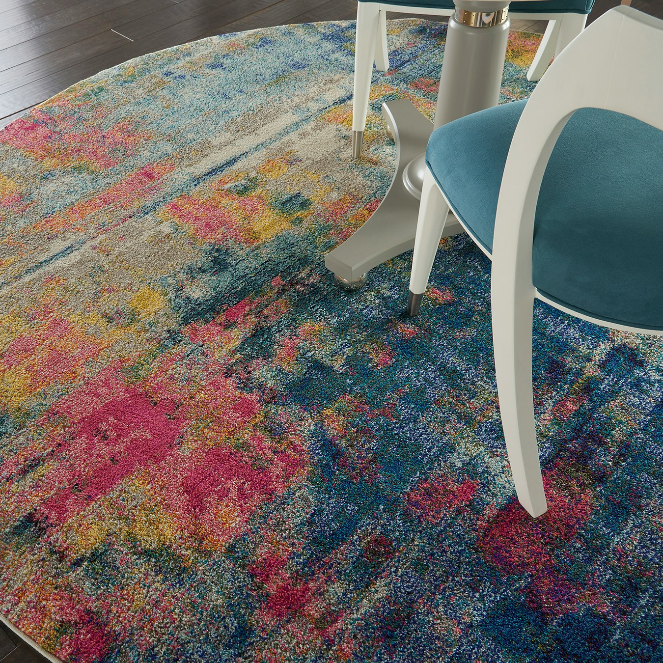 Celestial Round Rug - Blue / Yellow by Nourison UK