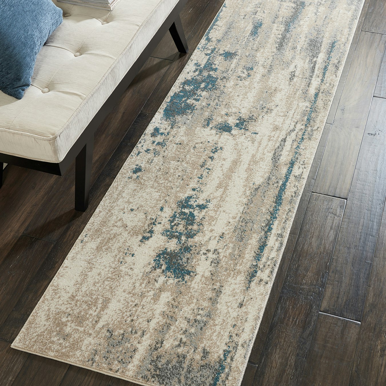 Maxell Runner Rug - Ivory / Teal by Nourison UK