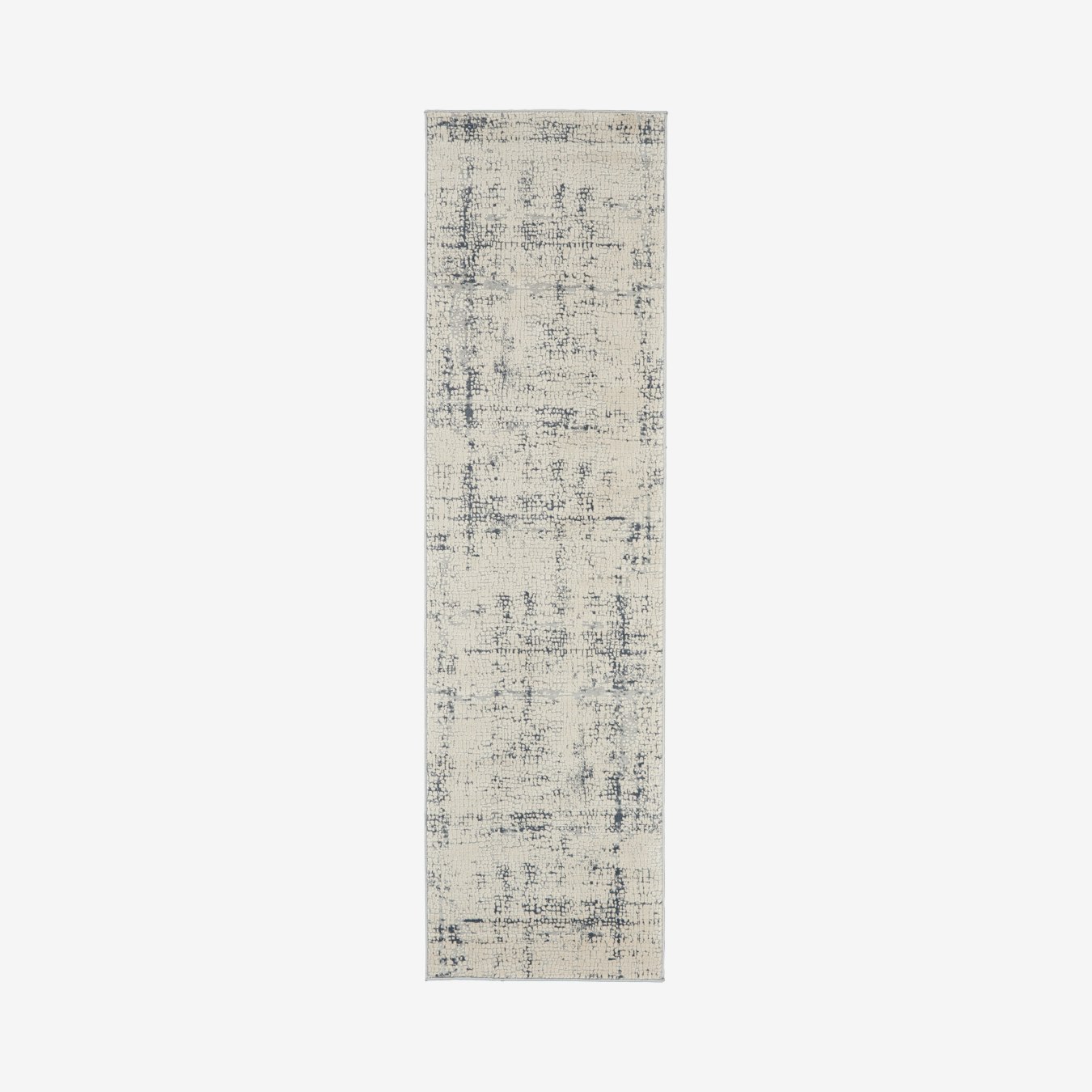 Rustic Textures Runner Rug - Ivory / Blue - Abstract by Nourison UK