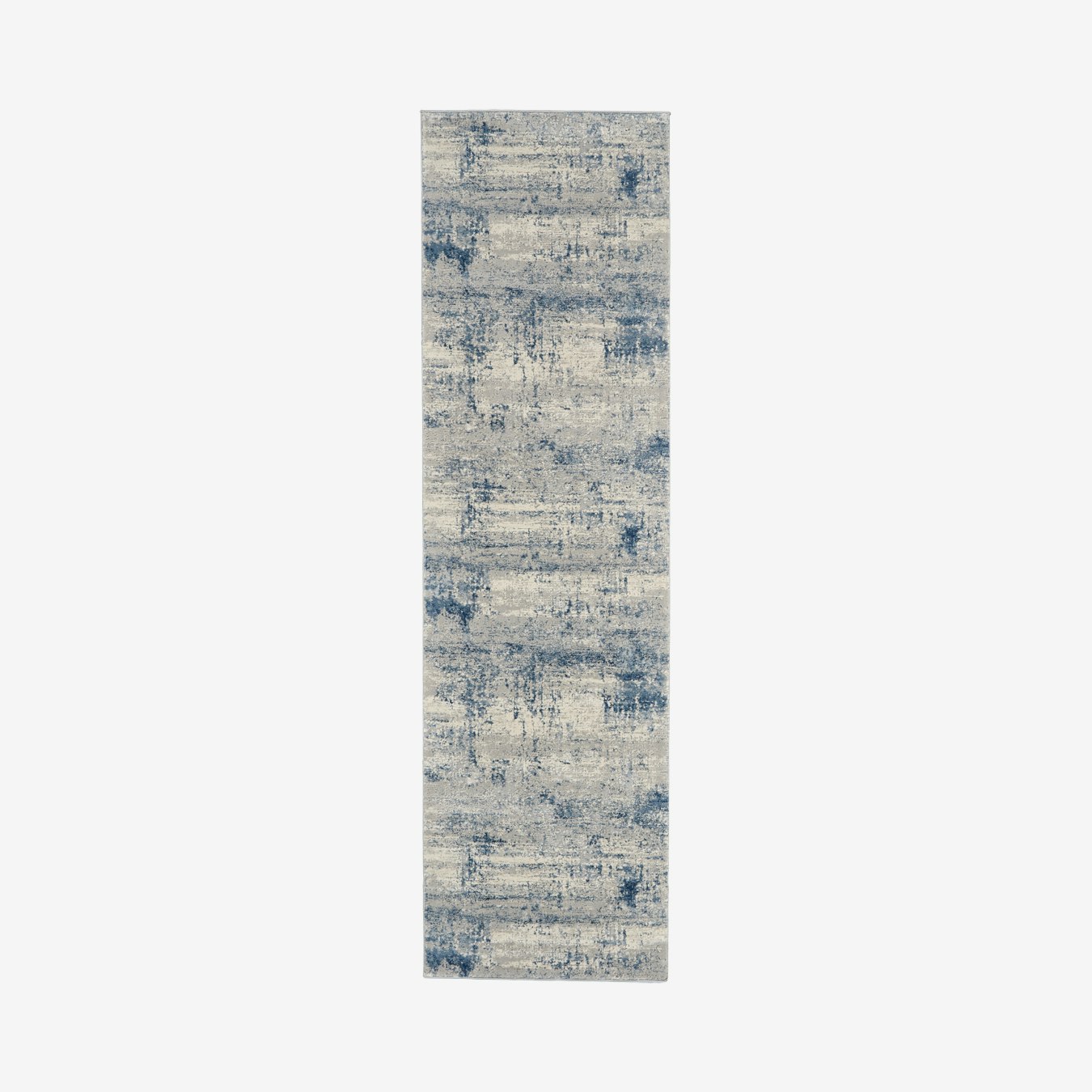 Rustic Textures Runner Rug - Ivory / Blue by Nourison UK