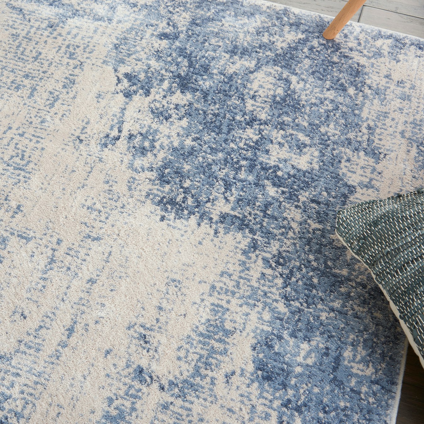 Silky Textures Area Rug - Ivory / Blue by Nourison UK