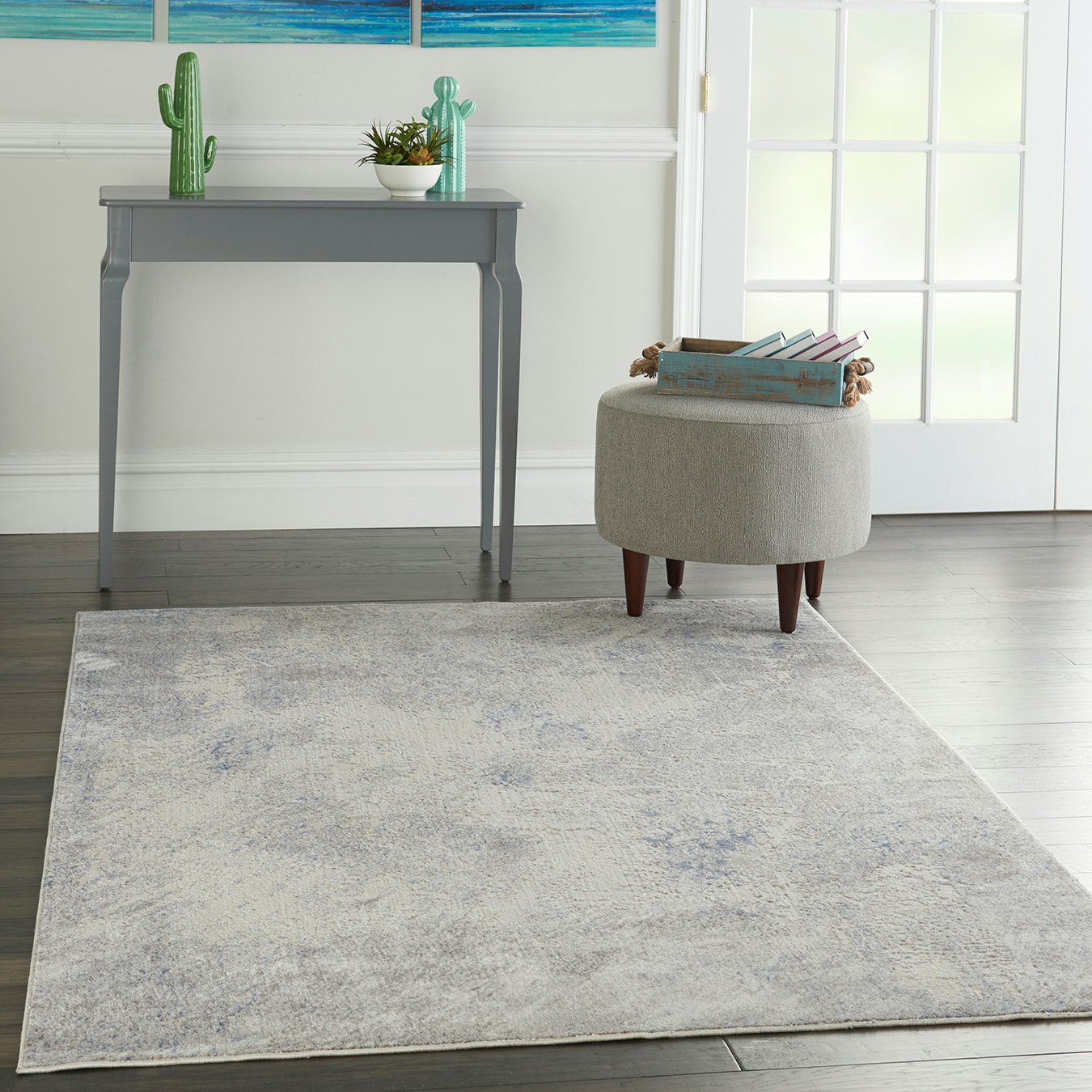 Silky Textures Area Rug - Ivory / Grey - Overdyed by Nourison UK