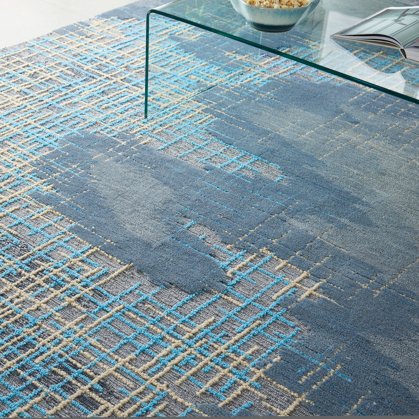 Symmetry Area Rug - Blue / Beige by Nourison UK