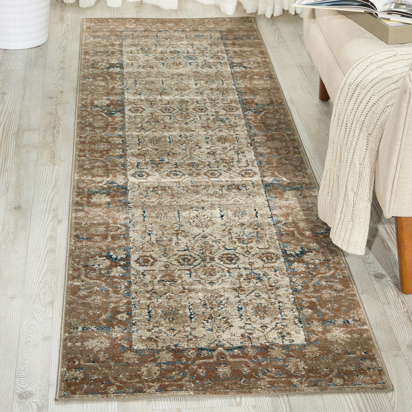 Malta Runner Rug - Taupe - Abstract by Nourison UK