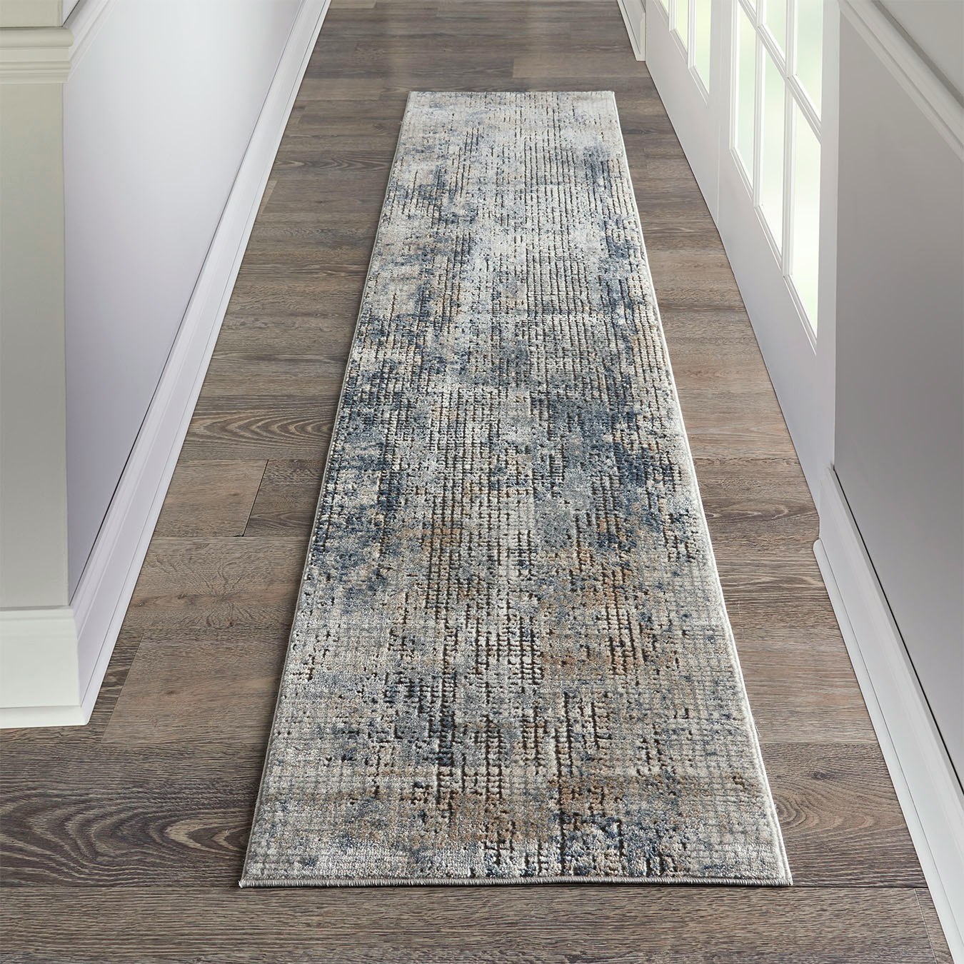 Quarry Runner Rug - Blue / Beige - Abstract by Nourison UK