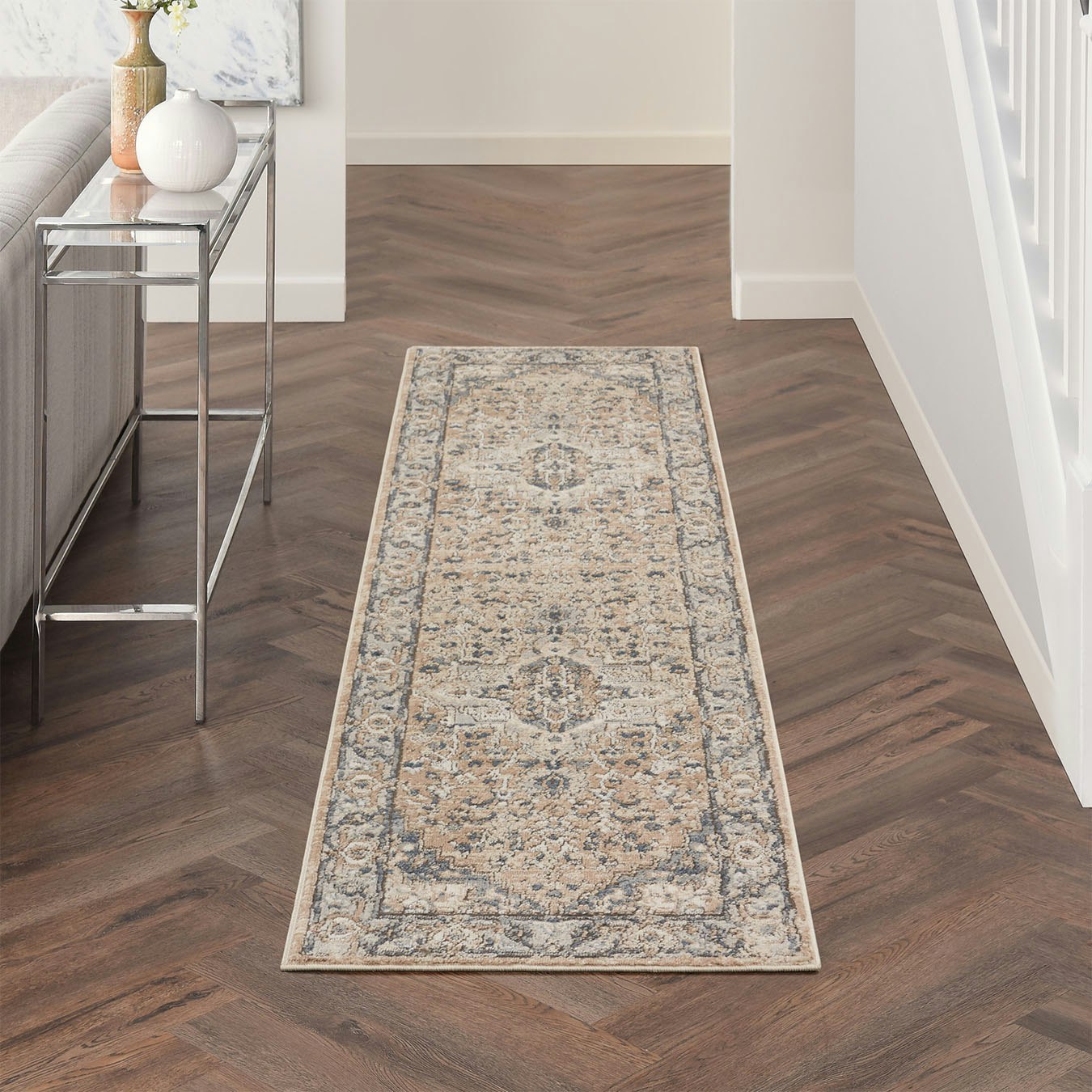 Quarry Runner Rug - Beige / Grey by Nourison UK