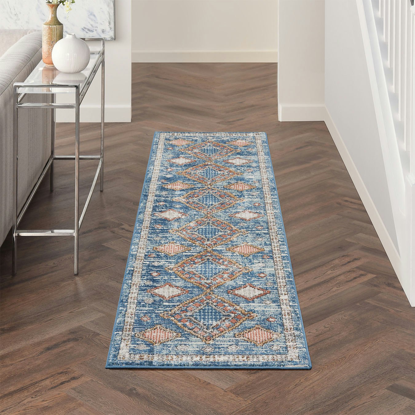Quarry Runner Rug - Blue by Nourison UK