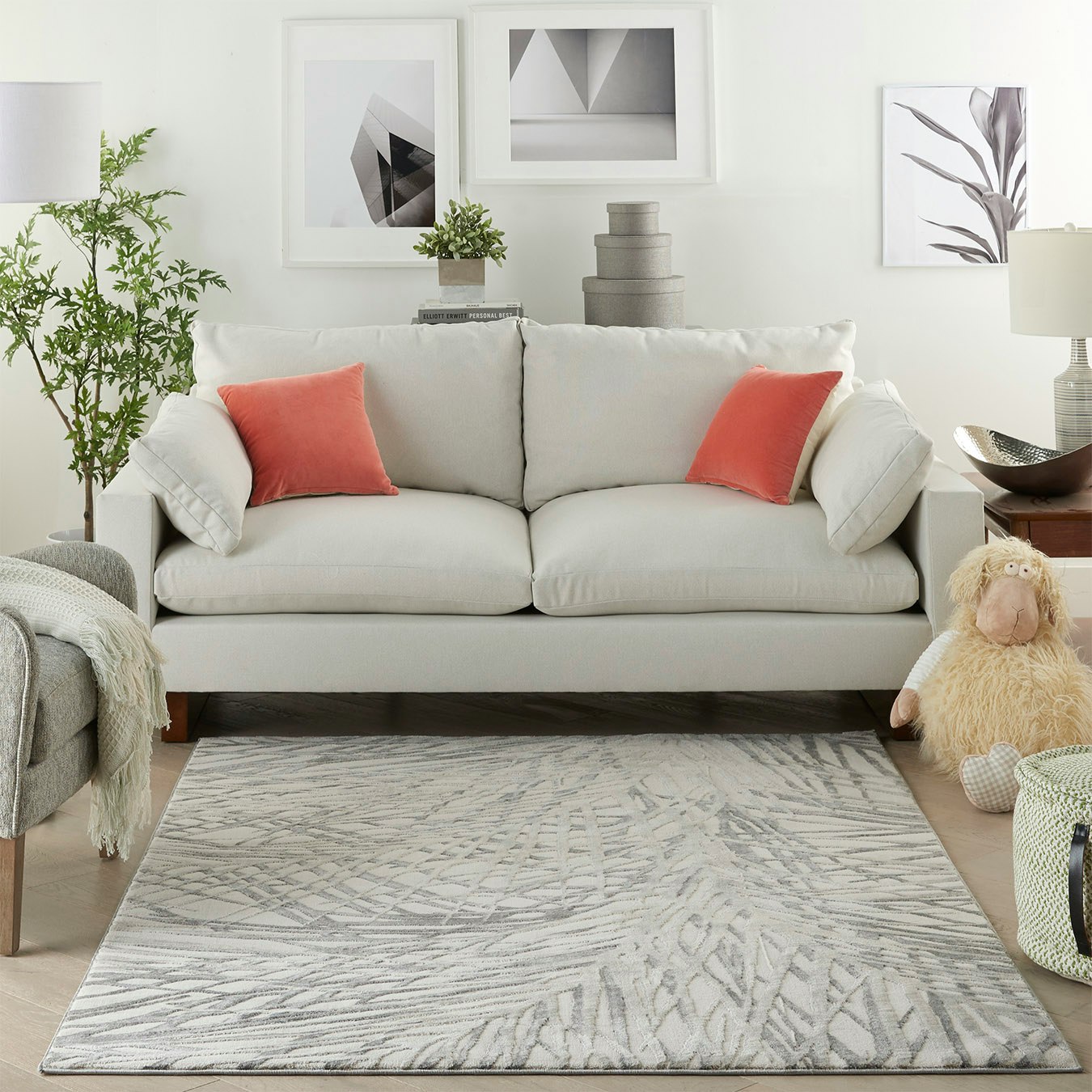 Rustic Textures Area Rug - Ivory / Grey by Nourison UK