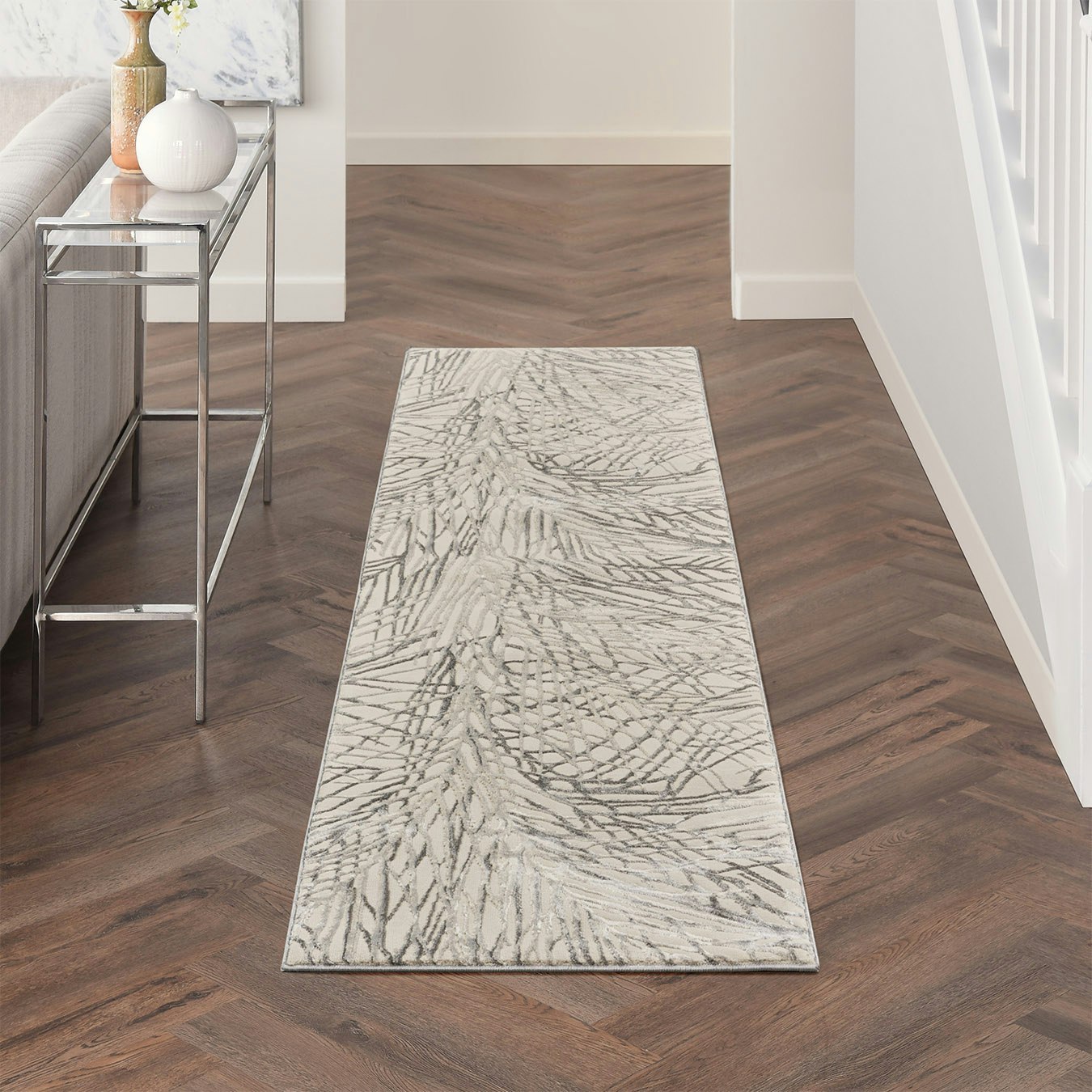 Rustic Textures Runner Rug - Ivory / Grey by Nourison UK