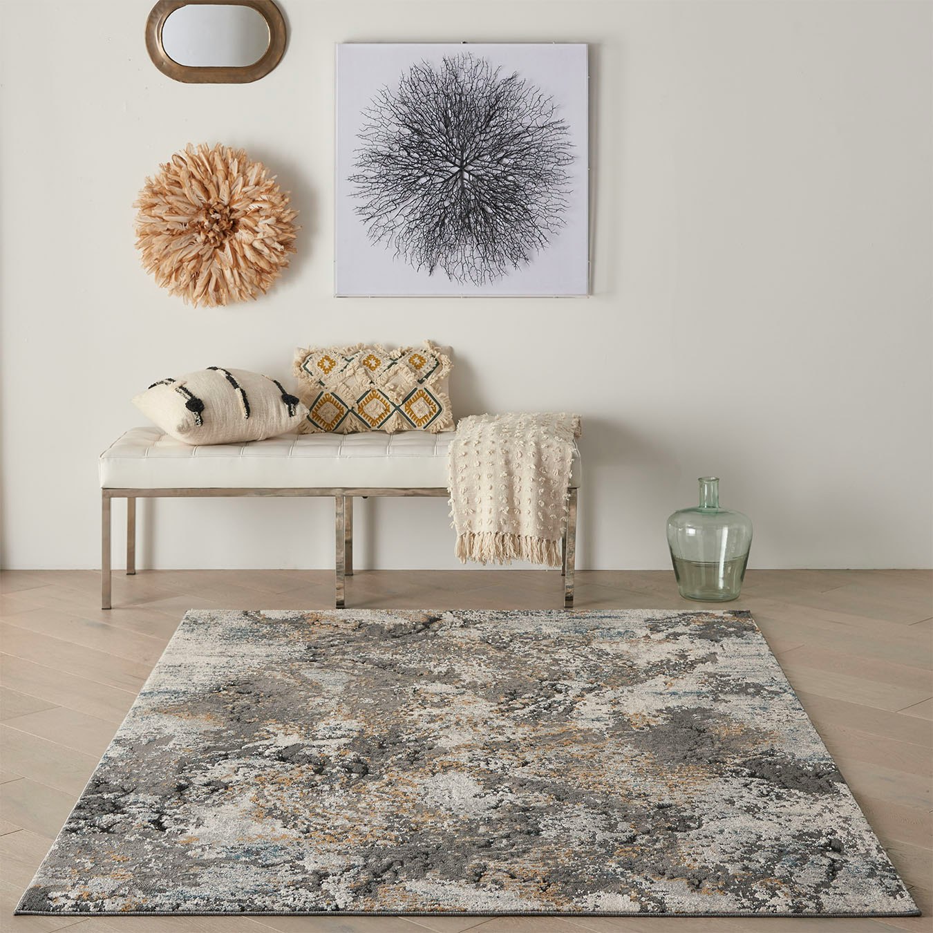 Tangra Area Rug - Grey / Multicoloured - Abstract by Nourison UK