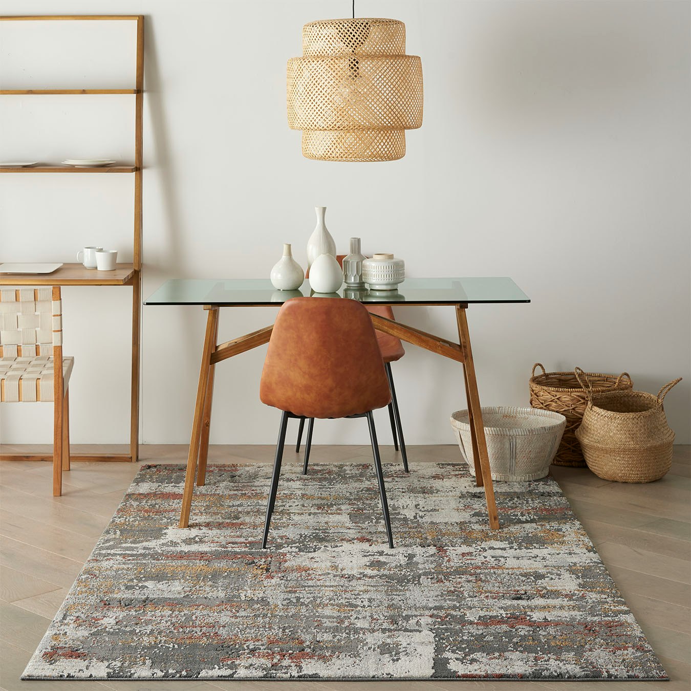 Tangra Area Rug - Grey / Multicoloured - Distressed by Nourison UK