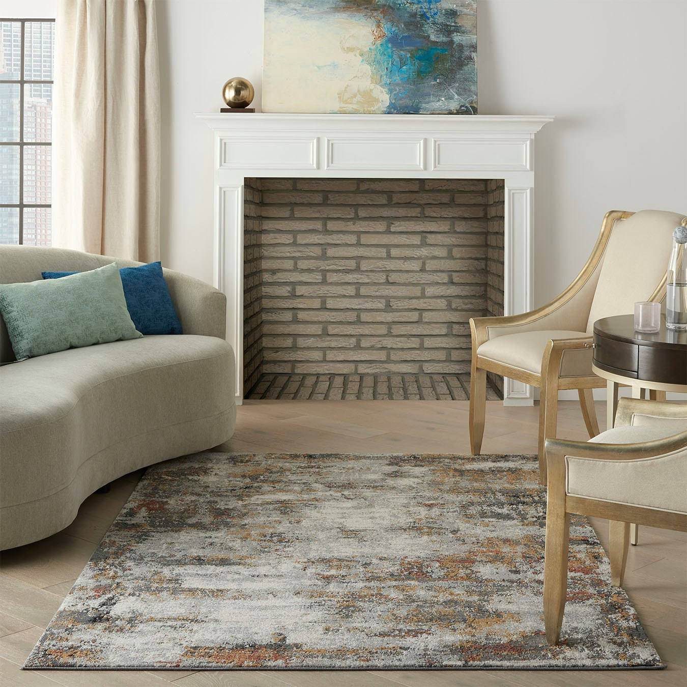 Tangra Area Rug - Golden Grey / Multicoloured by Nourison UK