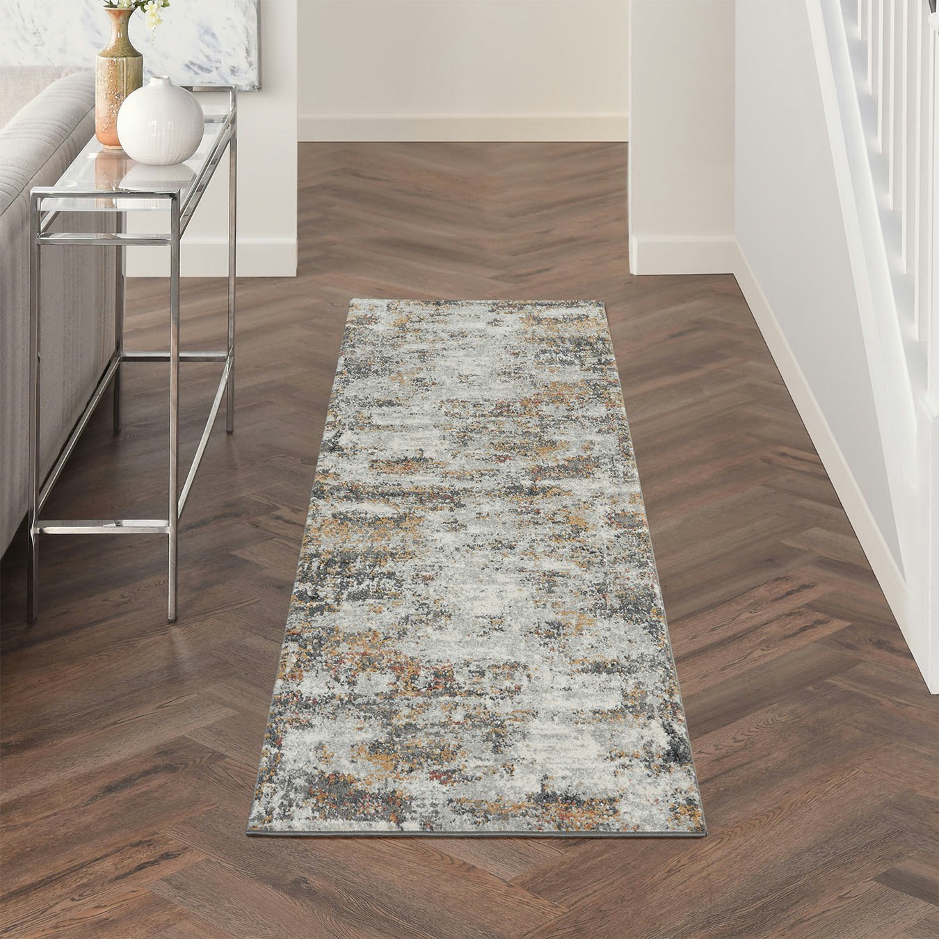 Tangra Runner Rug - Golden Grey / Multicoloured by Nourison UK