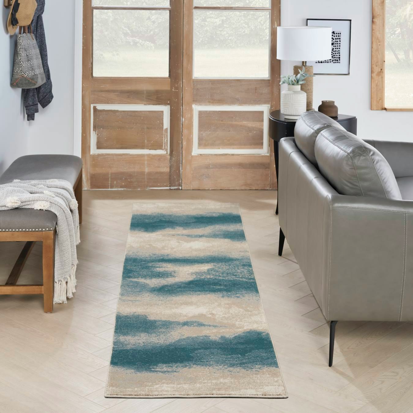 Maxell Runner Rug - Ivory / Teal by Nourison UK