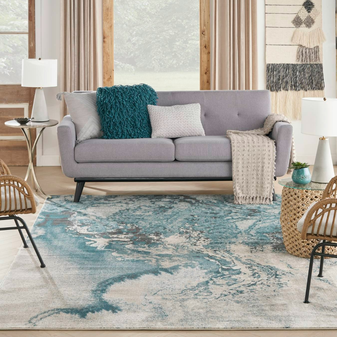 Maxell Area Rug - Teal / Ivory by Nourison UK