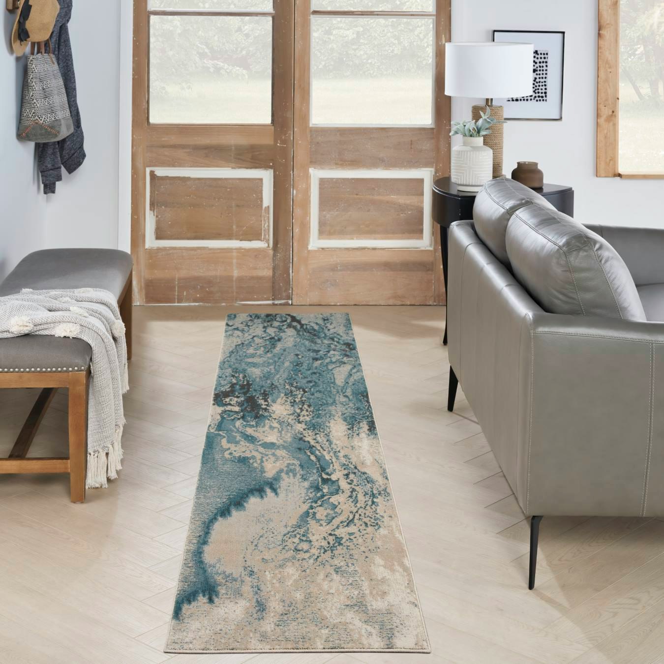 Maxell Runner Rug - Teal / Ivory by Nourison UK