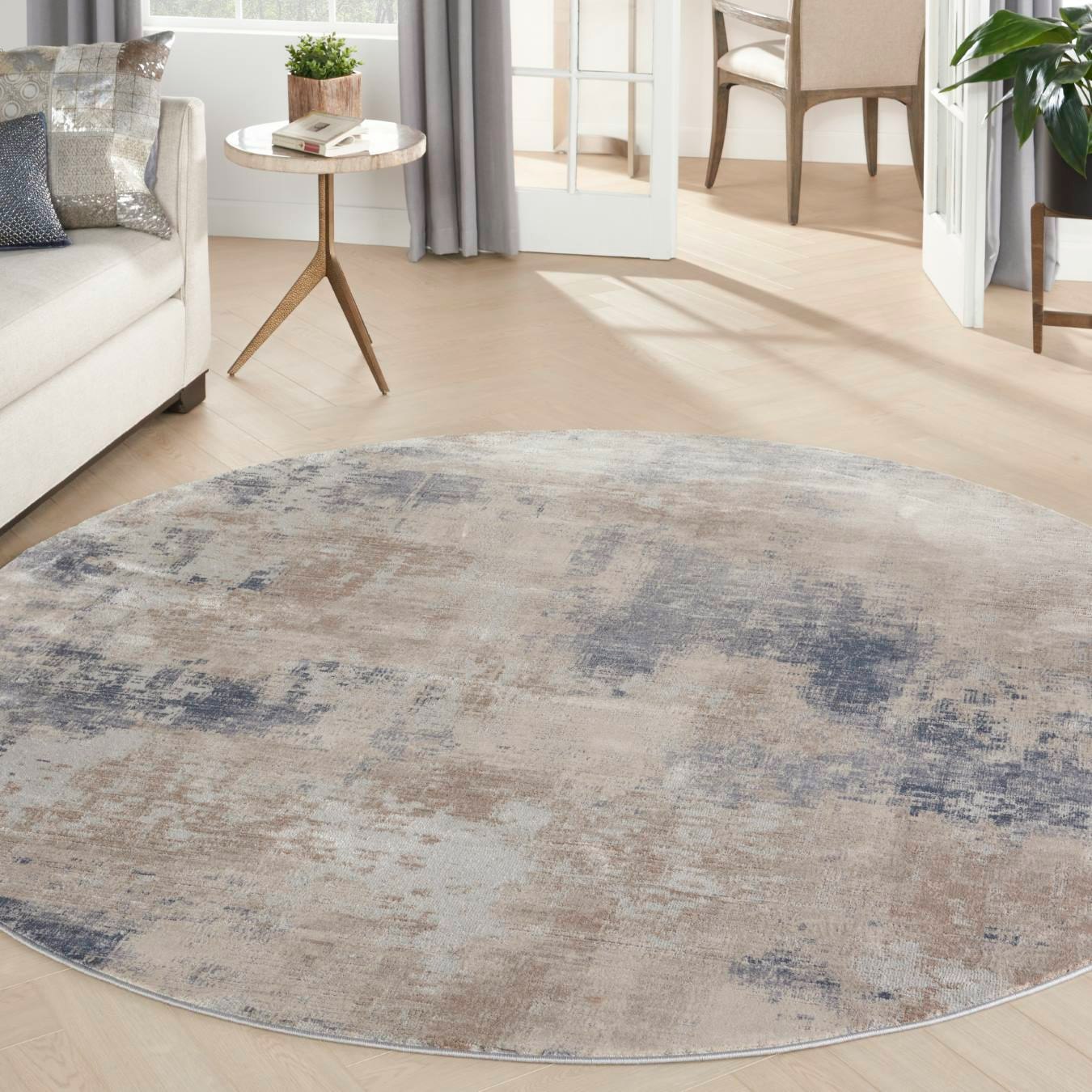 Rustic Textures Round Rug - Beige / Grey by Nourison UK