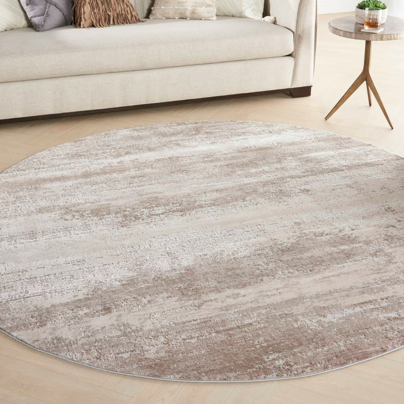 Rustic Textures Round Rug - Beige by Nourison UK