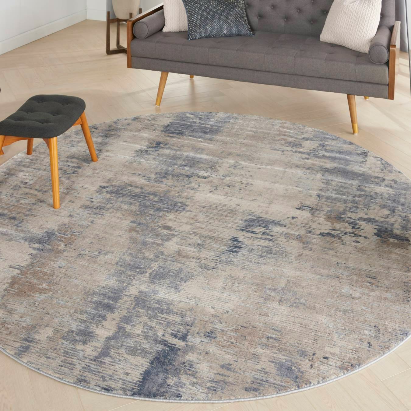 Rustic Textures Round Rug - Beige / Grey / Ivory by Nourison UK