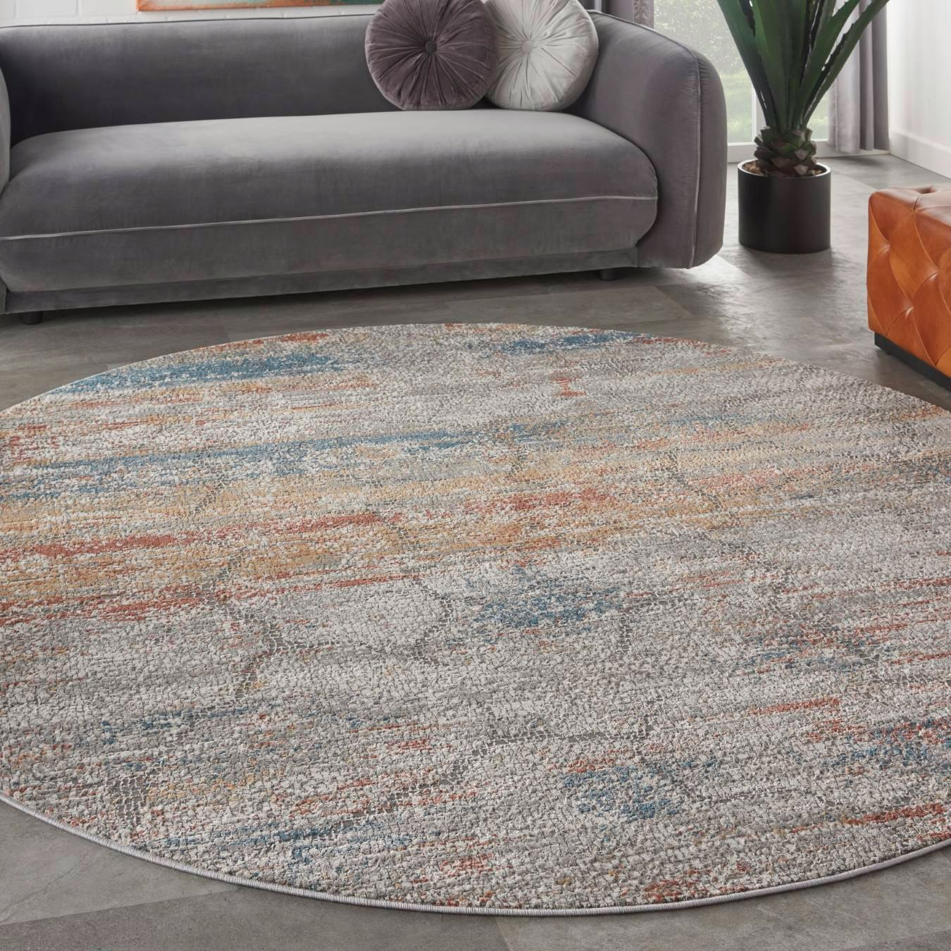 Rustic Textures Round Rug - Colourful by Nourison UK