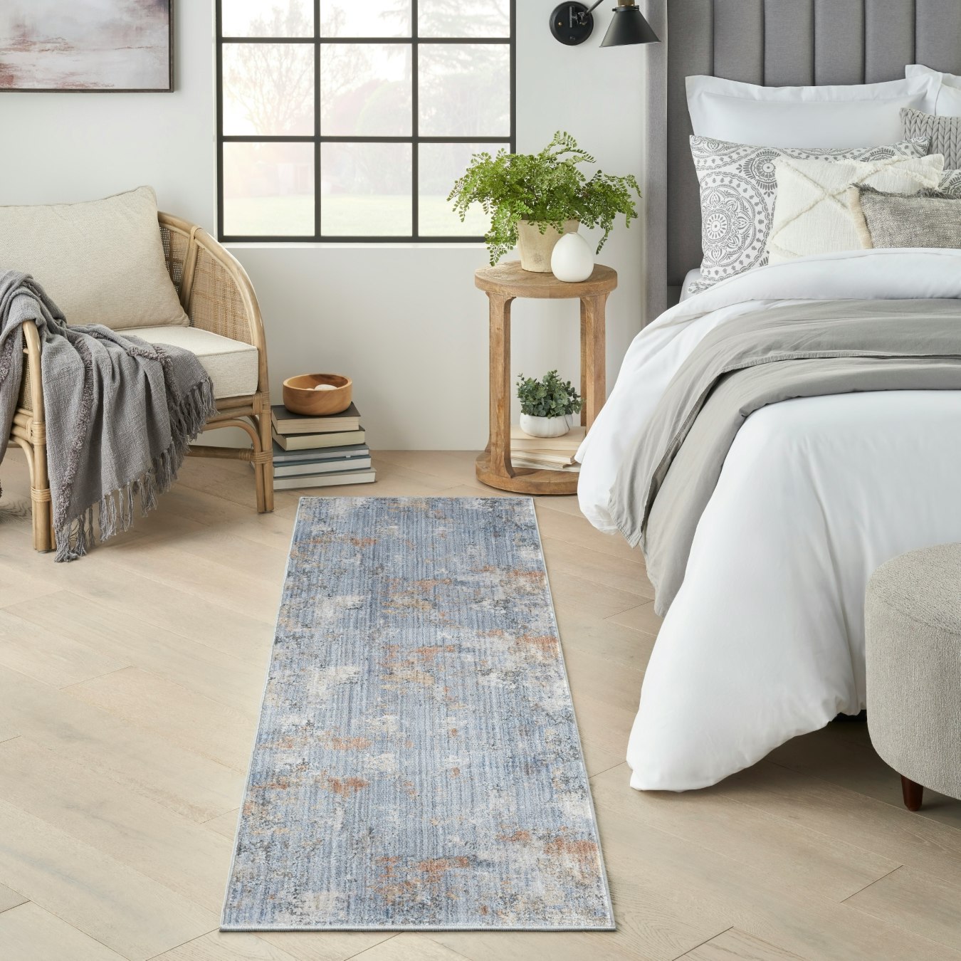 Abstract Hues Runner Rug - Grey / Blue by Nourison UK