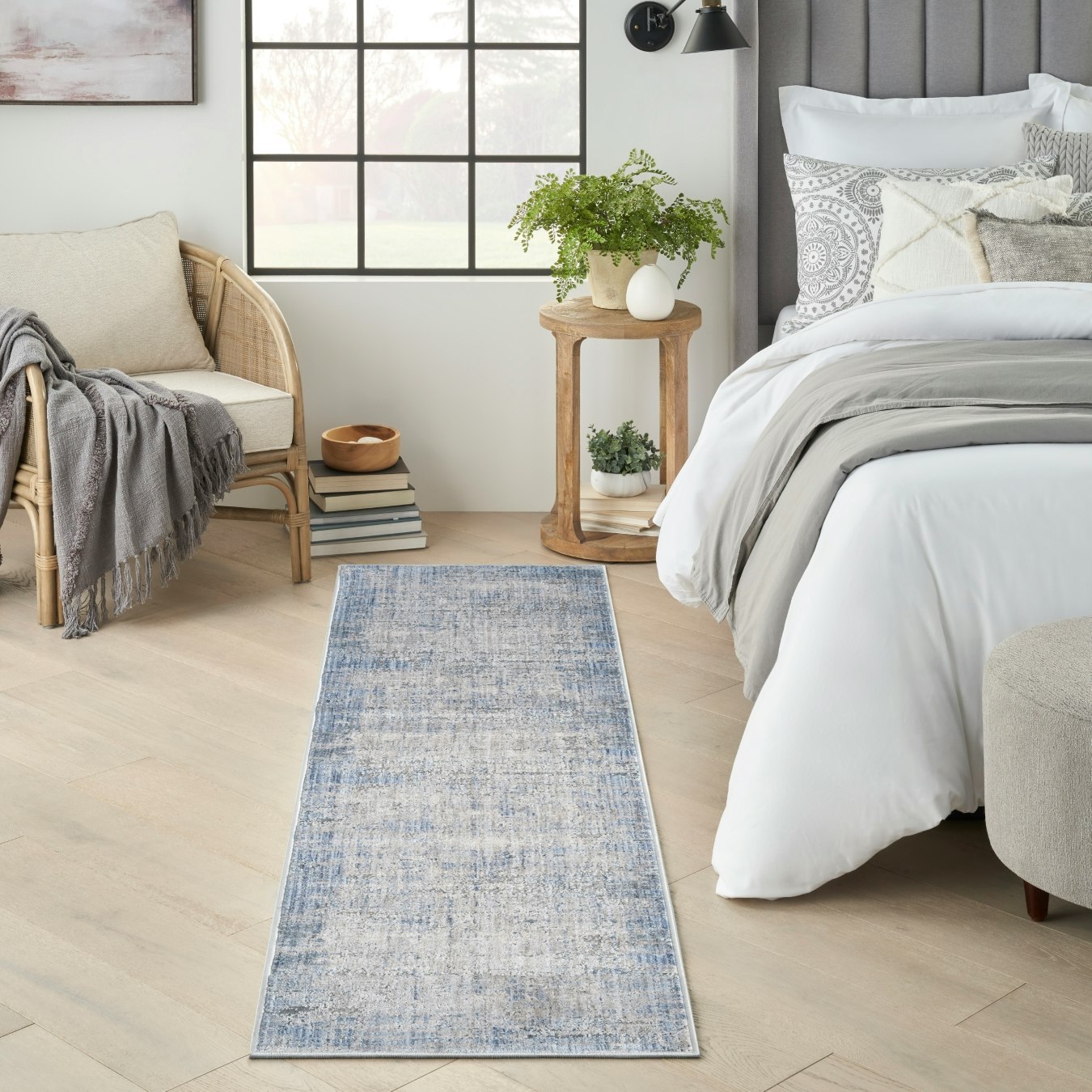 Abstract Runner Rug - Blue / Grey by Nourison UK