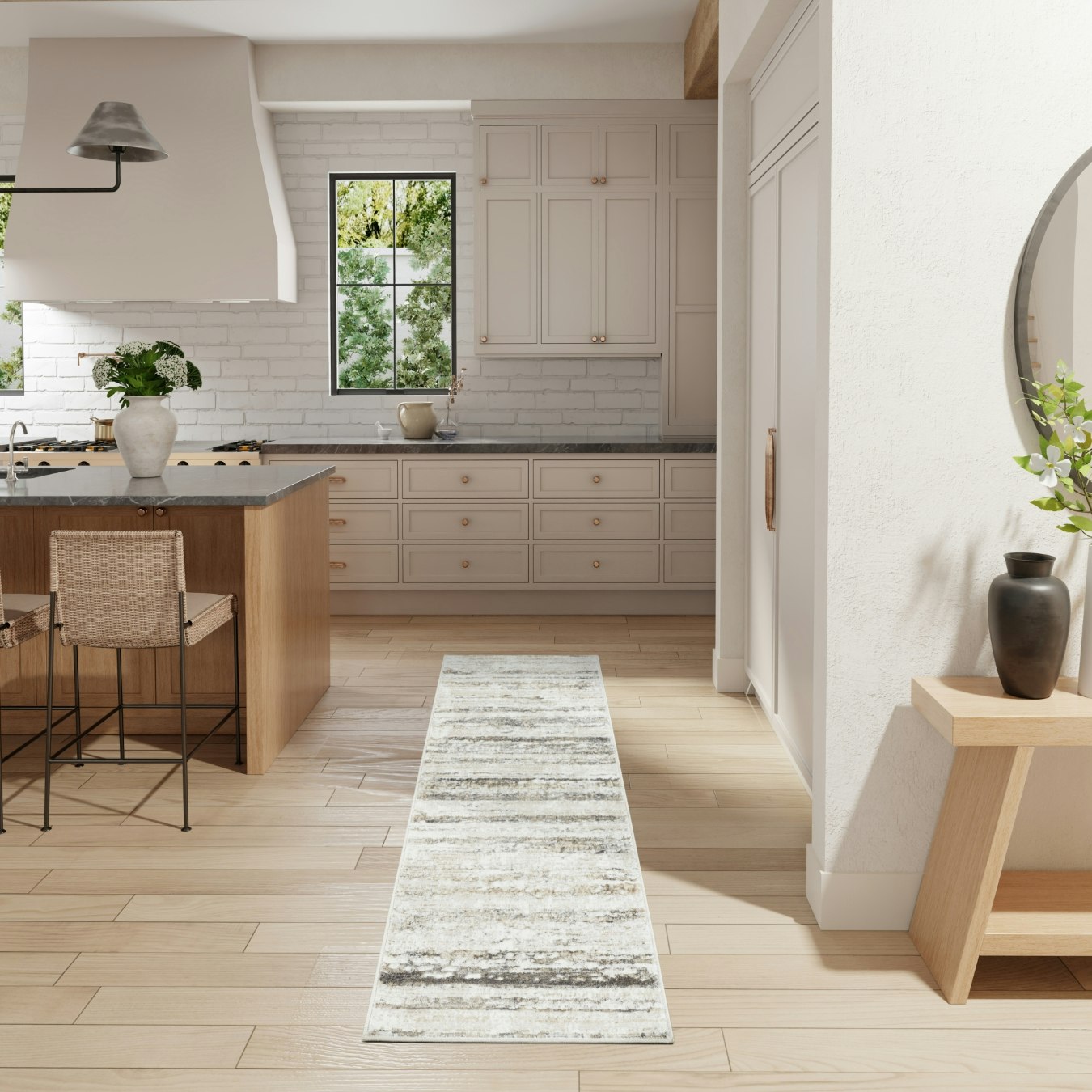 Gltiz Runner Rug - Grey / Cream by Nourison UK