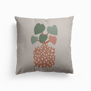 Terrazzo And Heart Plant Canvas Cushion