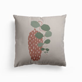 Terrazzo And Leaves Canvas Cushion